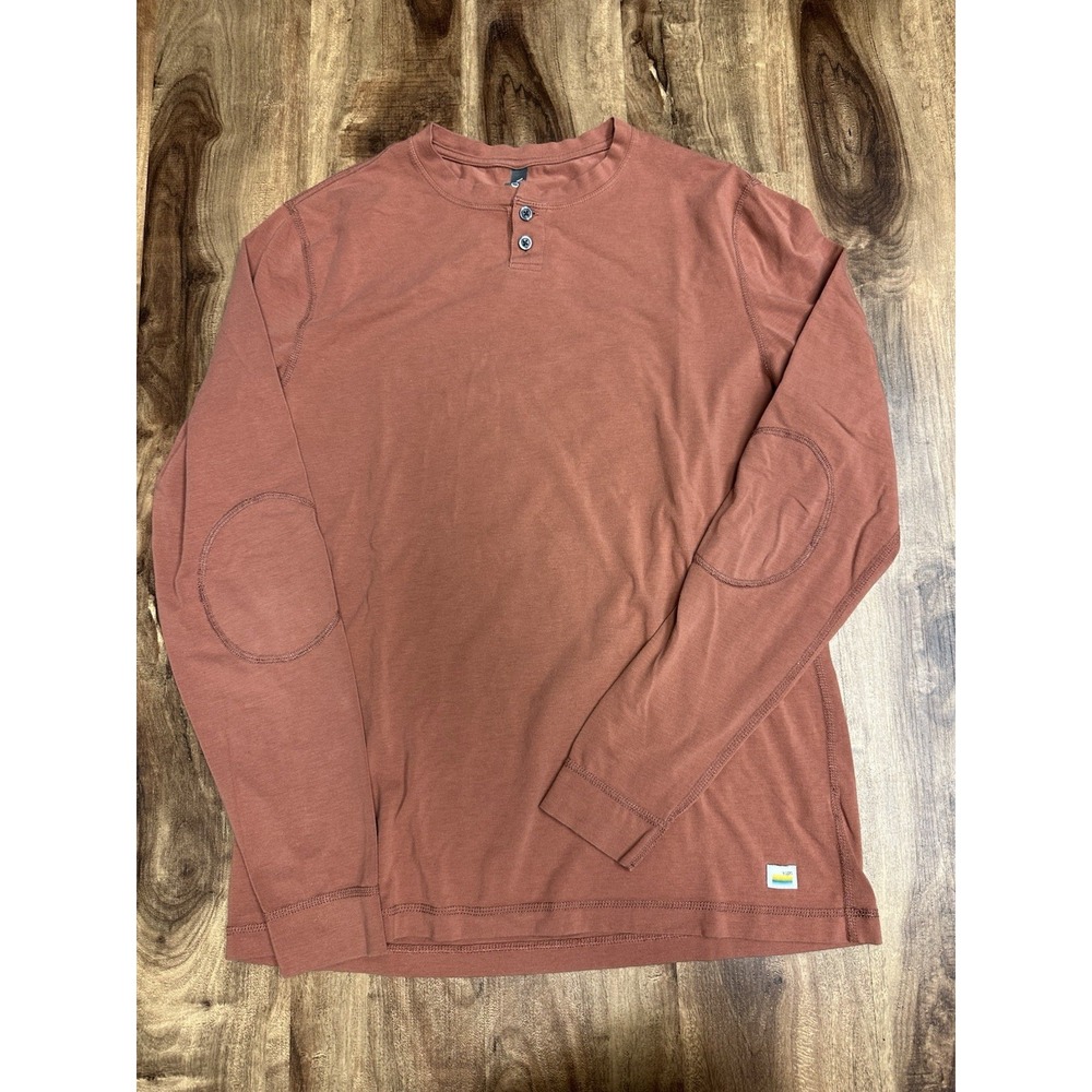 Vuori Shirt Mens Henley Elbow Patch Pima Cotton Size Medium M
